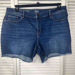 a.n.a Mid Rise Midi Short Blue Denim Cutoff Shorts Size 20W